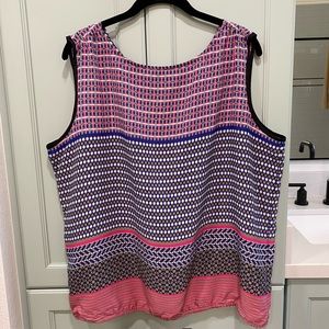 Ann Taylor Pink/Blue Graphic Print Shell - Size XL
